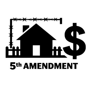 Eminent Domain 5th Amendment Compensation Black Silhouette