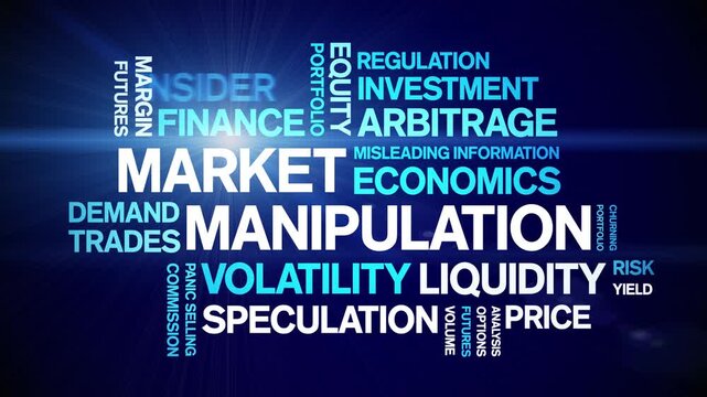 Market Manipulation animated word cloud-text design animation tag kinetic typography seamless loop.