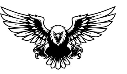 Obraz premium Heraldic eagle emblem spread wings vector crest design