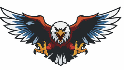 Obraz premium Fierce eagle mascot logo with spread wings vector illustration