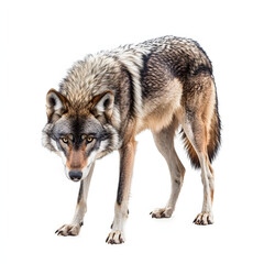 Majestic gray wolf stalking in natural habitat