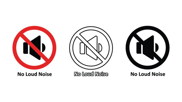 No loud noise icons in different colors and styles