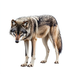 Majestic gray wolf standing alert in natural habitat