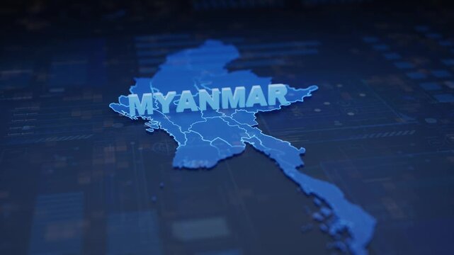 Myanmar Map Futuristic Digital Background