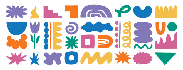 Fototapeta premium abstract forms elements set illustration, colorful funny blob shape organic, liquid form bright collection