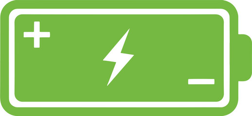 Fototapeta premium Green battery icon with lightning bolt symbolizing energy and power