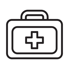 Obraz premium White first aid kit with prominent red cross symbol on front displayed in minimalist style with clean design