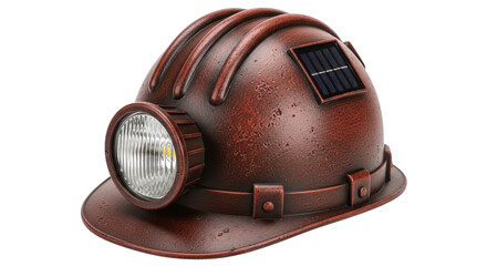 Obraz premium Solar Powered Mining Helmet With Headlamp On Black Background