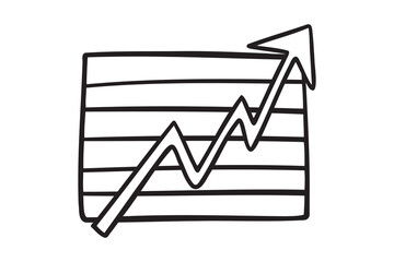 infographic chart positive rise business arrow icon doodle hand drawn. Outline line drawing clipart symbol business boom  © Yanka