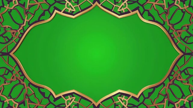 Elegant and Ornate Golden and Purple Border Design Encircling a Vibrant Green Background, Providing a Luxurious and Intricate Frame for Text or Artistic Elements