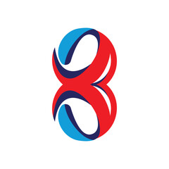 Abstract Red and Blue B Logo Design &mdash; Modern Ribbon Loop Emblem for Branding