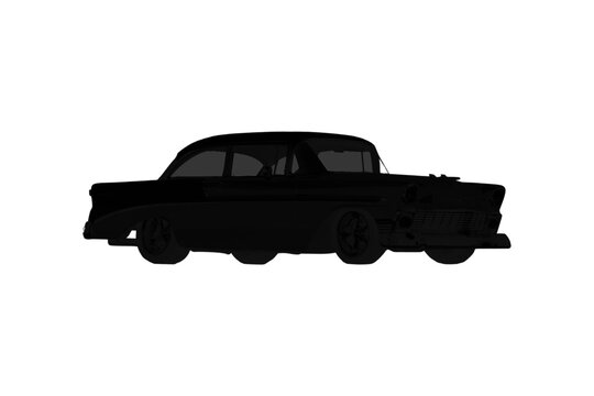 Classic silhouette of a vintage station wagon car viewed from the side