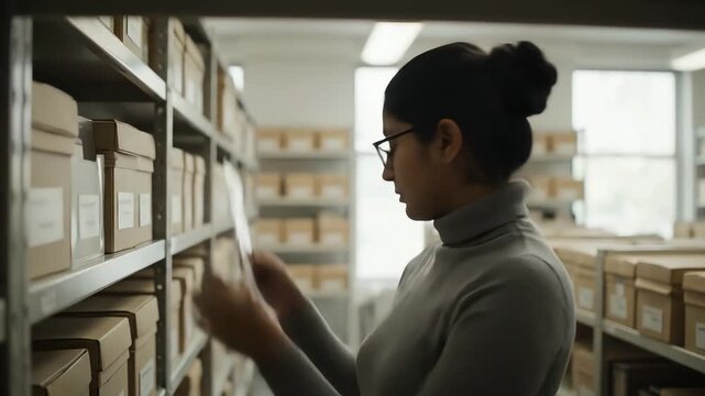 Archive Researcher Examining Documents.