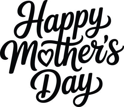 Happy mothers day handwritten calligraphy lettering with heart element for greeting cards and posters isolated on transparent background vector file