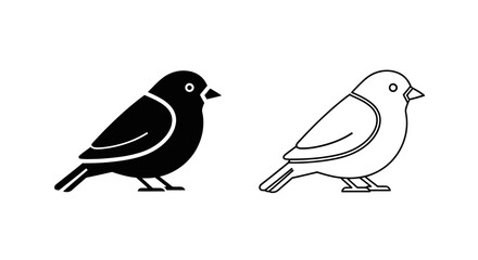 Obraz premium Two birds, one black and one white, standing on a branch, side by side, illustration Vector