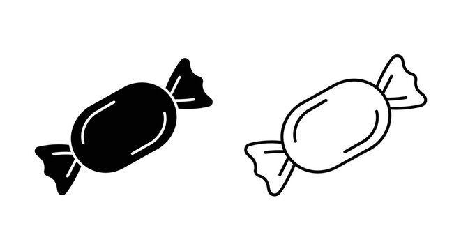Two black and white candy illustrations on white background Vector