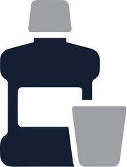 Flat Design Mouthwash Bottle and Cup Illustration Hygiene Dental Element