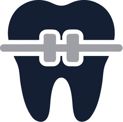 Flat Simple Tooth with Braces Dental Healthcare Icon Illustration