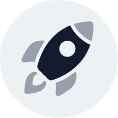 Minimalist Flat Rocket Spacecraft Launch Taking Off Flight Illustration Icon