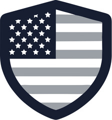 Simple Outline American Flag Shield Symbol Patriotic Icon Graphic