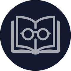 Minimalist Glyph Open Book With Glasses Education Symbol Icon