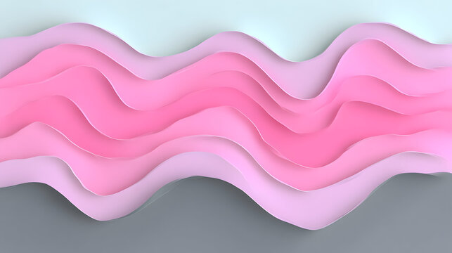 Abstract layered paper cut design with smooth wavy shapes and soft pastel tones background