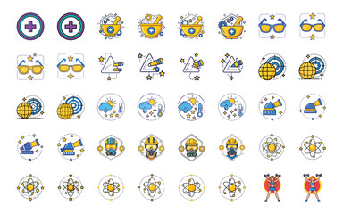Vibrant science and technology icons for innovative projects and presentations