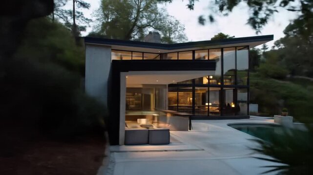 Modern house with pool and glass walls exterior design architecture
