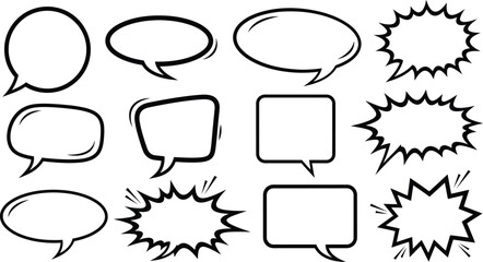 Fototapeta premium cartoon speech bubbles various shapes and sizes for comics empty text boxes