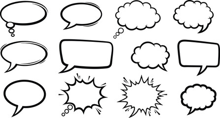 Collection of various cartoon speech bubbles and thought clouds for comics  blank templates for dialogue © Saidurra12
