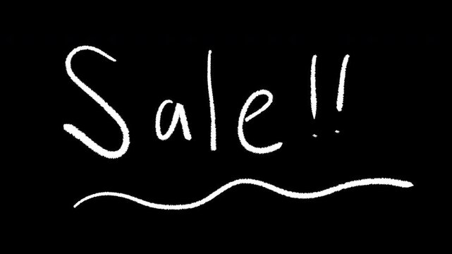Handwritten Sale text with an underline on a black background, perfect for promotions and discounts.