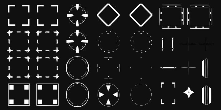 Geometric shapes and technical diagrams in a black and white composition