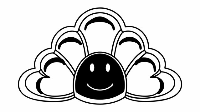 A smiling face surrounded by cloud shapes, depicted in a simple illustration style.