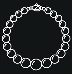 Fototapeta premium A simple white line drawing of a beaded bracelet on a black background