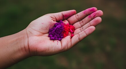 Open Palm Holding Bright Holi Color Powder
