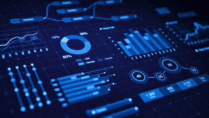 Financial Business data graph chart statistic concept. Marketing technology, Financial business graph chart - 3d rendering