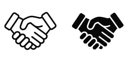 Obraz premium Handshake icon vector illustrating agreement, partnership, collaboration, and business deal concept in clean vector style