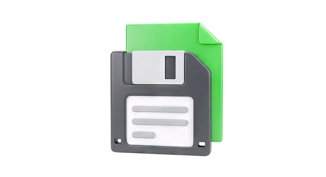 Floppy Disk Icon with Green Document