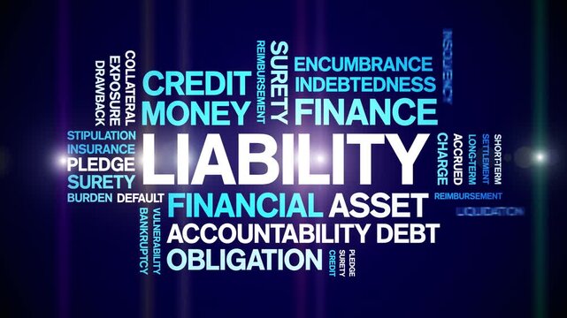Liability animated word cloud-text design animation tag kinetic typography seamless loop.