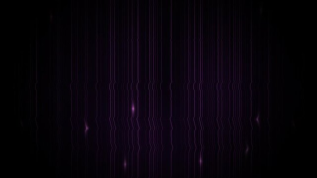 Glitchy purple lines and particles drifting across a dark abstract field