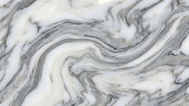 Elegant white and grey marble texture with swirling patterns, ideal for luxurious backgrounds, countertops, flooring, and decorative surfaces, showcasing natural stone beauty and sophisticated