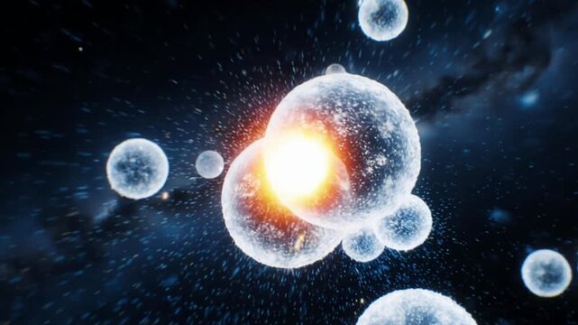 Glowing Cells in Space Environment.