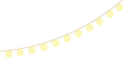 Colorful Decorative String Lights Illustration &ndash; Festive Fairy Lights with Heart and Round Bulbs for Holiday Decor, Wedding Invitations, and Celebration Background Graphics on White Canvas