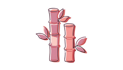 Pink Bamboo Stems with Leaves on White Background plant isolated on a transparent background