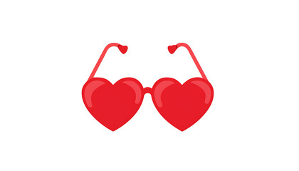 Red Heart Shaped Sunglasses on White Background heart-shaped isolated on a transparent background