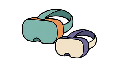 Colorful virtual reality headsets on white background colorful VR headsets VR goggles isolated on a transparent background