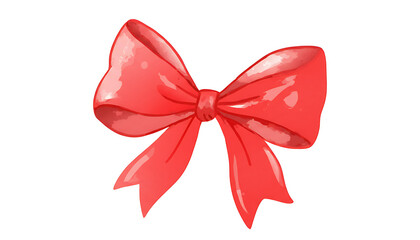 Red ribbon bow on white background red bow gift wrapping decoration isolated on a transparent background