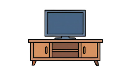 Brown TV stand with television TV stand wood furniture isolated on a transparent background