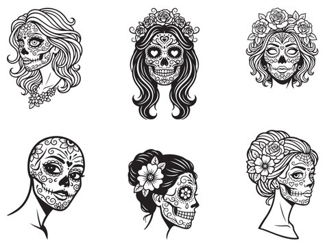 SUGAR SKULL WOMAN SILHOUETTE