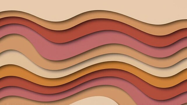 Vibrant wavy layers in shades of red, orange, and beige create a dynamic abstract pattern with a modern and artistic feel